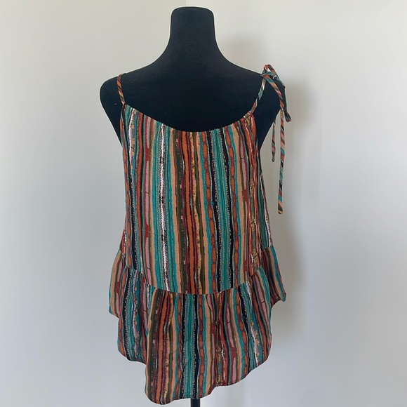Honey Belle Tops - NWT Honey Belle Multi-Colored Tank with Tie Strap and Keyhole Neck Size Small